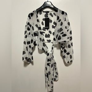 Nasty Gal Cow Print Chiffon Tie Cover Up